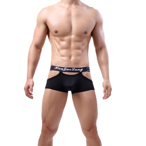 Evankin Men Sexy Boxer Briefs Hollow Out Underwear Ice Silk Trunks Breathable Lingerie Boxers with Bulge Pouch