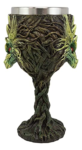 Ebros Dryad Tree Ent Roots Greenman Earth Dragon 5Oz Wine Goblet Chalice Cup Figurine Resin With Stainless Steel Liner Medieval Dungeons Dragons Alchemy Magic Accent #TOP2