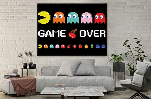 Spiritualhands Canvas Art Video Game Room Decor For Adults, Board Game Wall Decor Video Game Posters, Gamer Room Decor For Boys Bedroom, Game Tile Wall Art For Basement Game Room Decor (Game Room Pac-Man, 30" X 40" - Ready To Hang) #TOP2