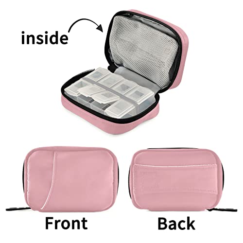 Image of Sunflower Floral Pill Case, Weekly Portable Pill Bag Container 7 Days Pill Box Organizer Vitamin Supplement Holder with Zipper for Travel Family Business, Z-pink Basic, 4.6 X 3.14 X 1.88in