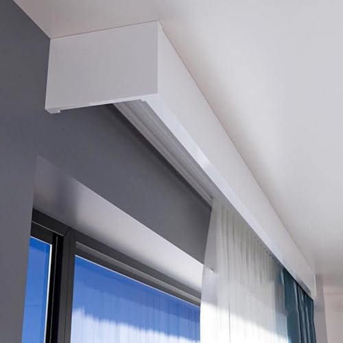 Customizable Metal Curtain Pelmet Box with Double Track - Versatile Valance for Ceiling or Wall Mount, Ideal for Bedroom & Living Room Windows Decor.
