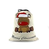 Wendsim 28x19.7inch Thicker & Better Christmas Santa Sack Gift Bag Made By 12 Ounce Cotton Canvas (White)