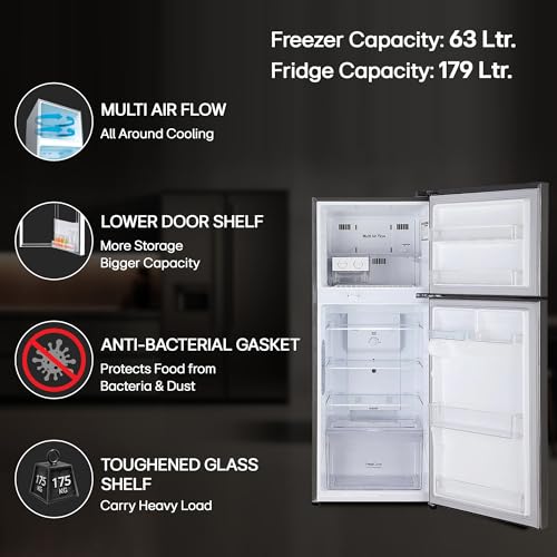 Image of LG 242 L 2 Star Frost Free Smart Inverter Double Door Refrigerator (GL-I292RPZY, Shiny Steel, Door Cooling +)