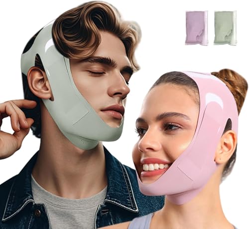 2er-Pack Unisex-Kinnband gegen Schnarchen | Verstellbar atmungsaktiv & hautfreundlich universell passendes Anti-Schnarch-Set für Paare und Schläfer (Grau + Lila)