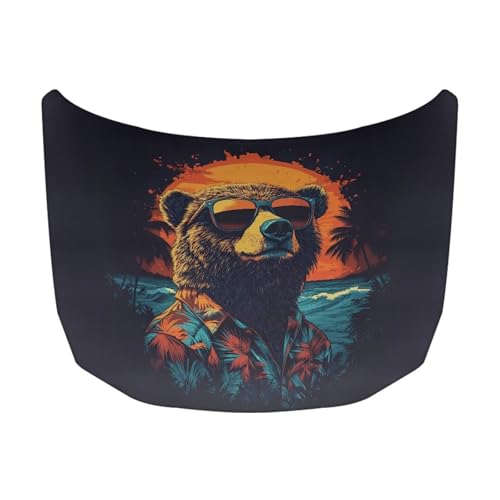Image of 59x39 Inch Funny Bear Car Hood Cover Protector Waterproof Polyester Auto Hood Flag Stretchable Automotive Exterior Accessories Suitable Most Sedans SUV Trucks
