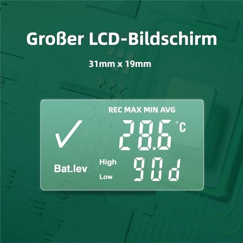 Freshliance Temperatur Datenlogger mit großem LCD-Bildschirm, 30000 Messwerte hohe Genauigkeit Einweg-Temperaturrecorder mit PDF&CSV-Berichte 90 Tage 20 Packung, Fresh Tag 1D