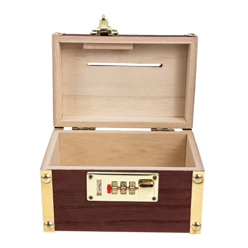 FIXOSHEE Cofre Tesoro Vintage de Madera con Cerradura Contenedor Portátil para Monedas y Almacenaje Caja Mediana Decorativa para Regalos y Uso Hogar