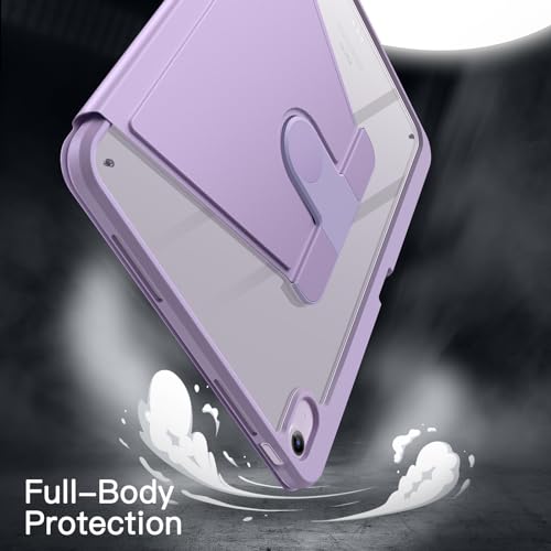 Image of JETech Rotating Cover Case for iPad Air 13-Inch M4 /M3 /M2 (2026 /2025 /2024) with Pencil Holder, 360 Degree Rotation Protective Stand Cover Clear Back, Auto Wake /Sleep (Purple)