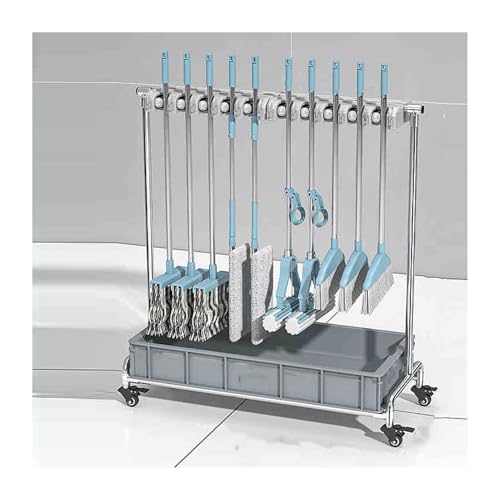 Estante para escobas y fregonas para fregonas húmedas, extraíble, soporte para fregonas, herramientas de limpieza, almacenamiento para jardín, garaje, escuela