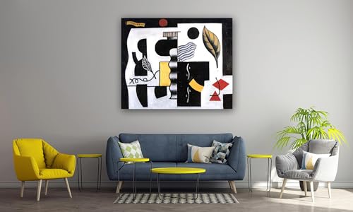 Impression sur toile d'art abstrait moderne poster mural feuilles 30x36cm - 4