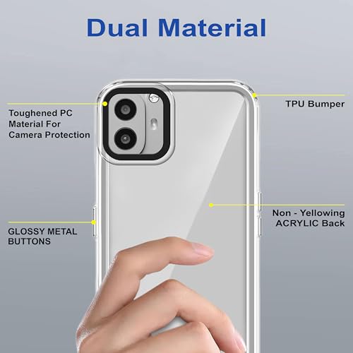 Image of amazon basics Back Case Cover for CMF by Nothing Phone 1 | Compatible for CMF by Nothing Phone 1 Back Cover | Case Cover with Camera Protection | (TPU + PC | Transparent)