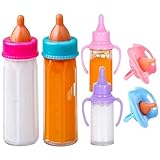 Baby Doll Bottles Set with Pacifiers, Magics Baby Doll Bottles with Disappearing Milk or Juice, Funny Simulation Dolls Accessories for Kids, Dolls Accessories