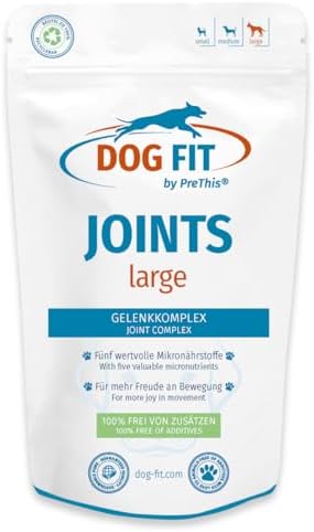 DOG FIT by PreThis® JOINTS Gelenkkomplex für Hunde I large ab 25kg | Glucosamin, MSM, Kollagen, Teufelskralle und Weihrauch I Ohne unerwünschte Zusätze