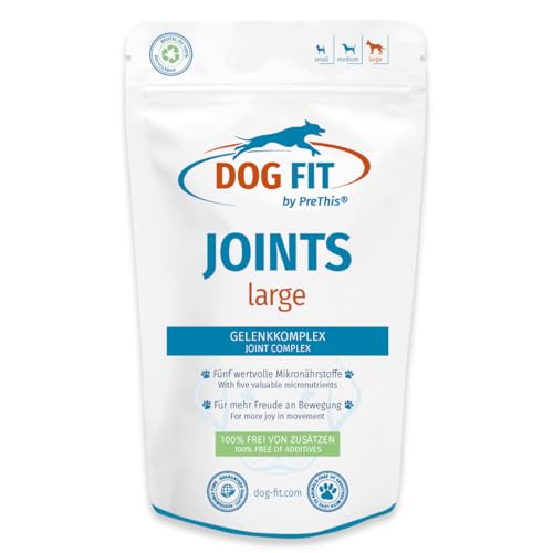 DOG FIT by PreThis® Joints Large, medium & small | Hochwertiges Gelenkmittel für Hunde | Bei Gelenkschmerzen & Arthrose | 3 Größen für jedes Hundegewicht | Gelenknährstoffe | ISO Zertifiziert!
