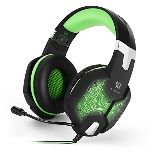 NC Computer Gaming Headset Breathing Headset Desktop Headset with Microphone Microphone Headset Computer Headset Compatible Desktop Computer Laptop G1000blackandgreen