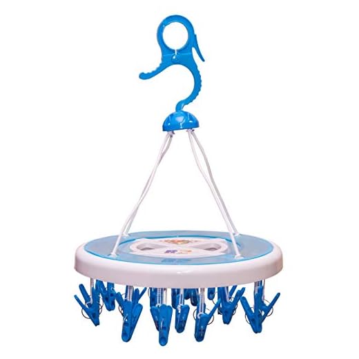 River Plast Plastic Cloth Drying Stand Hanger with 24 Clips/pegs, Baby Clothes Hanger Stand, Round (Pack of 1)