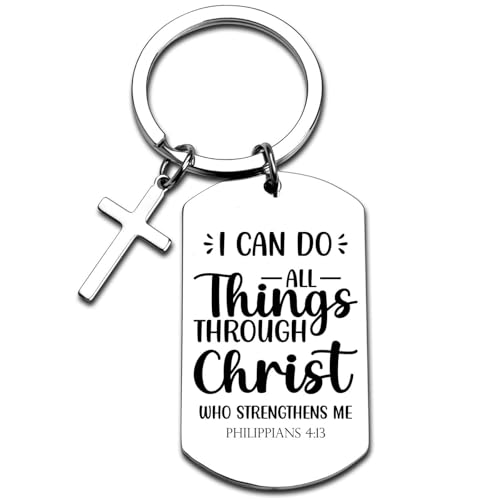 GiftYou Inspirational Scripture Keychain with Cross - Artistic Bible Verse
