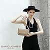 David Jones - Damen Umhängetasche Klein - Crossbody Bag PU Leder - Tasche Rechteckige Kette Handtasche Frau - Schultertasche Abendtasche Clutch Alltag Modisch Elegant Reise Party Handy - Beige #1