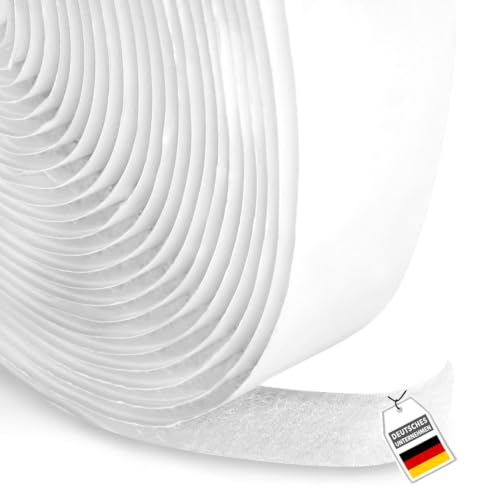 FrogJim 5m Flauschband selbstklebend weiß 20mm breit - 5 m Rolle Klettband nur Flausch 20 mm klebend KRGWL5