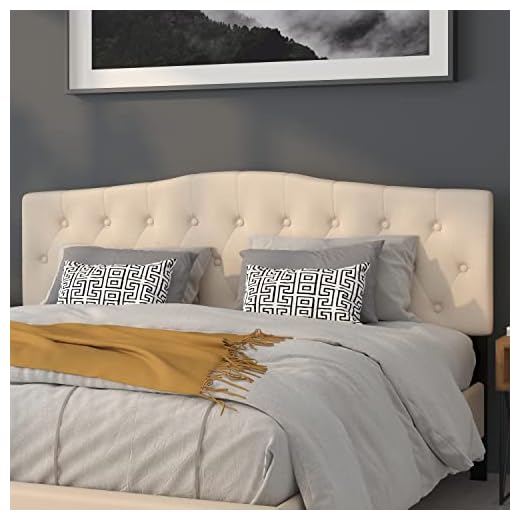Flash Furniture Cambridge Tufted Upholstered King Size Headboard in Beige Fabric