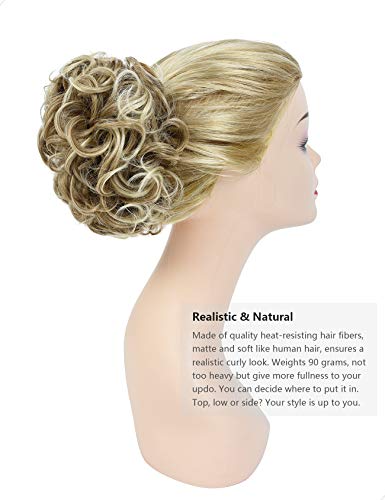 Yamel Chignon Hairpiece Curly Bun Scrunchie Extensions Synthetic Updo Combs in Messy Bun Hair Piece for Women Sandy Coffee to White Blonde - Image 4
