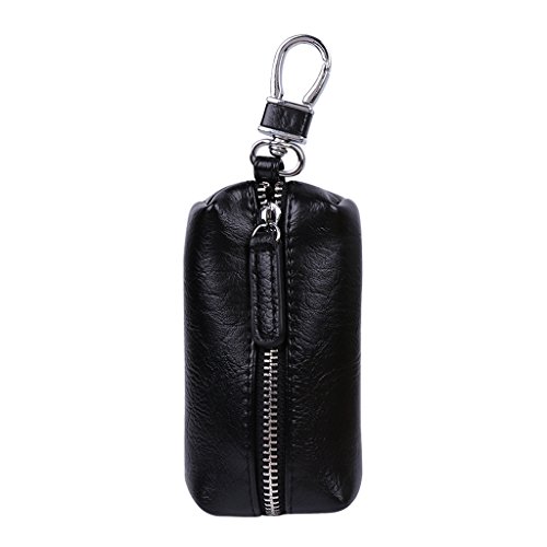 niumanery Men Women Synthetic Leather Car Key Holder Case Keychain Purse Bag Coin Black