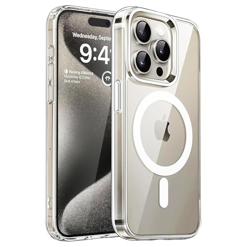 Image of Kratos Transparent Clear Case Cover Compatible with iPhone 15 Pro Max - Anti-Yellowing, Wireless Magnetic Charging Case with Raised Edge Camera & Screen Protection, Shock-Resistant Design