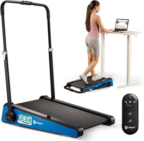 Image of LifePro PacerMini Compact Walking Pad Treadmill with Incline - Under Desk Walking Treadmill for Home Mini Apartment & Office Portable Low Profile Quiet Electric with Remote Control & LED Display