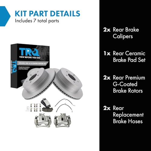 Image of TRQ Rear Brake Pad & Rotor Kit Ceramic Premium G-Coated Compatible with 2012-2015 Chevrolet Captiva Sport 2008-2010 Saturn Vue