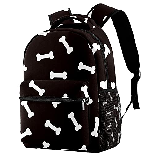 Sac à dos décontracté noir et blanc pour homme et femme au motif chien chic