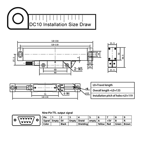 Pantalla digital 1 eje con regla óptica 5um miniatura 5