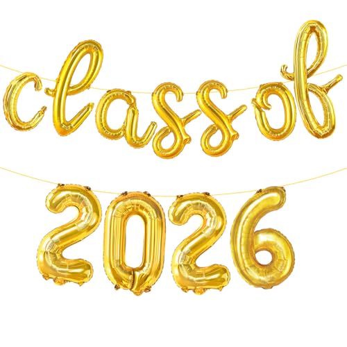 Gold Class of 2026 Balloons Banner Graduation Decorations 2026 Graduation Foil Balloons for 2026 Graduation Party Decorations Class of 2026 Sign by Kaefsros - Used condition - US$5.84