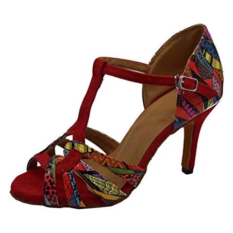 SHUTUP.DANCE Ladies Latin Dancing Shoes T-bar Custom Heel Soft Or Rubber Sole Ballroom Tango Salsa Purple 3.5 UK Cover