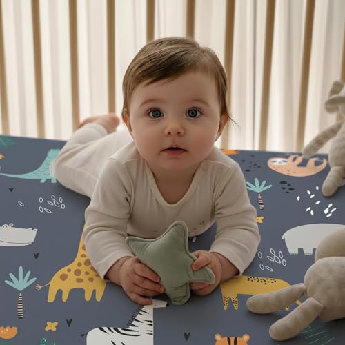 Image of Plushii Crib Sheets for Boys Girls,Baby Crib Sheets Fitted 4PK for Standard Crib and Toddler Bed Mattress,52 inchx28 inchSoft Breathable Microfiber Crib Mattress Cover with Cute Patterns, Fauna