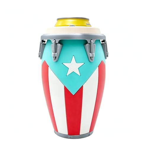 Caribbean Conga Style Can Holder for 12oz Cans, Tropical Drum Beverage Cooler for Beer Soda BBQ Tailgate Beach Party