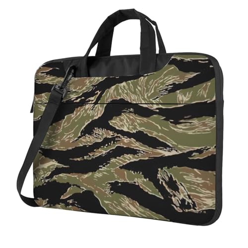 Funda para portátil con estampado de camuflaje y correa acolchada que alivia el peso del hombro