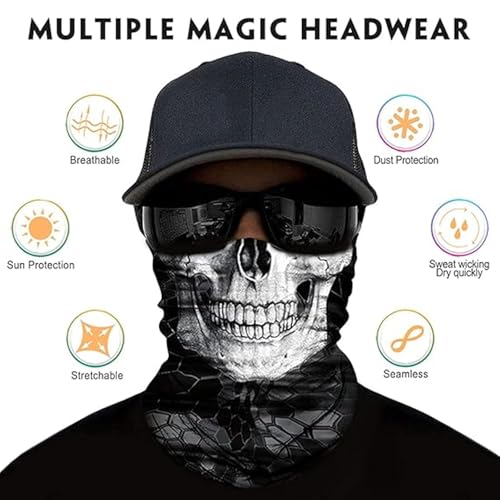 FENGQQKJ Lot de 6 foulards multifonctions en forme de tête de mort pour moto, Halloween, extérieur, cyclisme, noir – vue 3