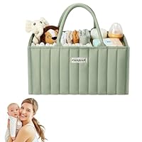 runpeak Wickelkorb Organizer - Baby Wickeltasche Organizer, Wickelorganizer Zuhause mit Herausnehmbaren Fächern, Diaper Bag für Neugeborene und Windelstation, Windeltasche für Unterwegs (Green)