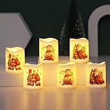 6 velas de Navidad sin llama con luces LED con temática navideña que funcionan con pilas para decoraciones navideñas de festivales