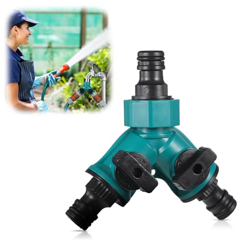 Garden Hose Splitter, 2 Way Hose Pipe Connector, Y Type Water Diverter Valve with Individual On/Off Valves for Hose Connector Water Pipe, Hose Diverter