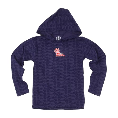 Wes and Willy Kids College All Over Team Logo Long Sleeve Hooded T-Shirt (Ole Miss, 6)