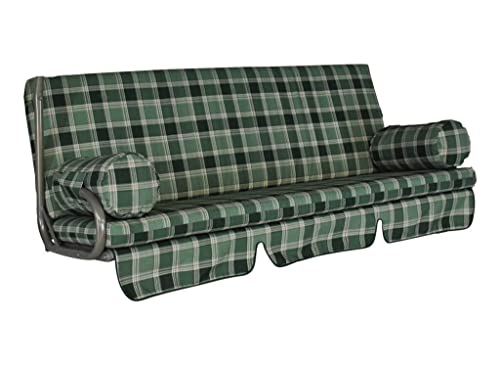 ANGERER Freizeitmöbel GmbH Hollywoodschaukel Auflage Trend - passend für viele 3-Sitzer Hollywoodschaukeln - Schaukelauflage Made in Germany (Grün kariert)