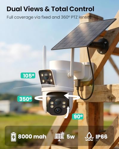 Image of LIWAN 4G LTE Cellular Security Camera Wireless Outdoor, No WiFi Dual Lens, 360 PTZ & Fixed Dual Lens, 2K Color Night Vision, PIR Human Detection, IP66 Weatherproof, 2-Way Audio, Built-in SIM Card