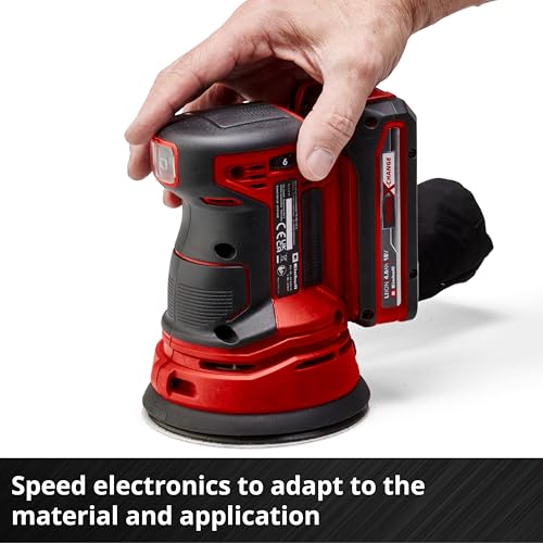 Einhell Power X-Change Cordless Random Orbital Sander - 18V Electric for Wood, Plastic and Metal - TE-RS 18 Li-Solo with Dust Collection (Battery Not Included), Red 10 Einhell Power X-Change Cordless Random Orbital Sander - 18V Electric for Wood, Plastic and Metal - TE-RS 18 Li-Solo with Dust Collection (Battery Not Included), Red - Image 10