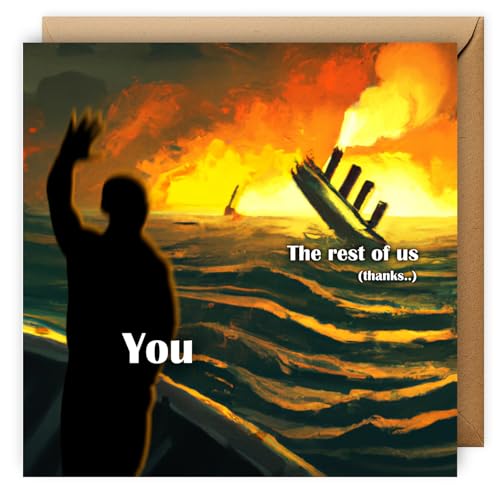 NotNiceThings Funny Leaving Card – Sinking Ship Card for Colleagues, Work Friends – Goodbye, Good Luck in New Job – Humorous Farewell Card for Men and Women