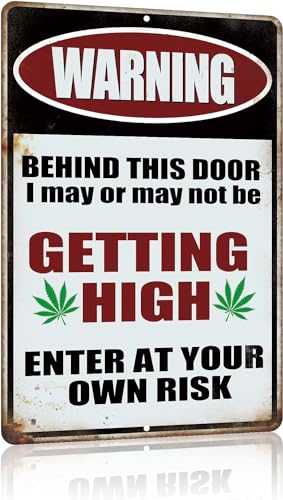 Funny Weed Decor �r���e�[�W �}���t�@�i ���^�� �u���L�Ŕ� �j�̓��A �X�g�[�i�[ ���� �Ǒ��� �M�t�g/�X�^�b�t �x�� Behind This Door I May Be GETTING HIGH - Enter At Your Own 