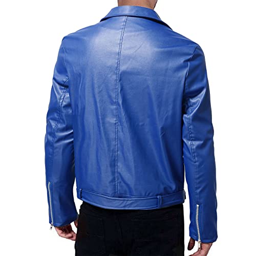 Ymosrh Men's Leather Motorcycle Jacket Racer Faux Distressed Jacket Mens, XXL-5XL2