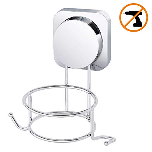 Ezprotek Selbstklebende Haartrockner Aufbewahrungshalter mit 2 Haken, kein Bohren Wasserdichter Edelstahl Wandhalter Haartrockner Hängeregal,