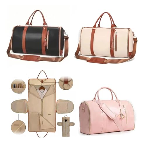 Styleushaven foldable Travel Bag, Weekender Bags for Women, Multifunctional, Unisex Waterproof with Shoe Dust Bag (Off-white (garment bag))3