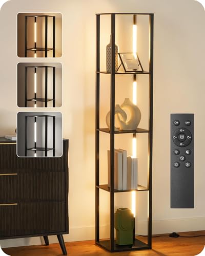GOEBLESON 64.2" Display Shelf with Light, Modern Corner Floor Lamp